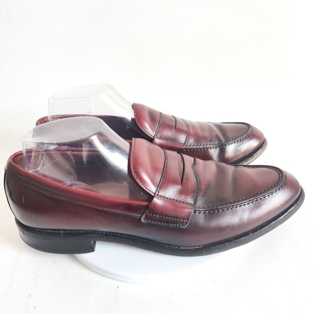 Allen Edmonds Barton Burgundy Leather Penny Loafers Mens 9 B Classic USA Made‎ - Picture 2 of 14